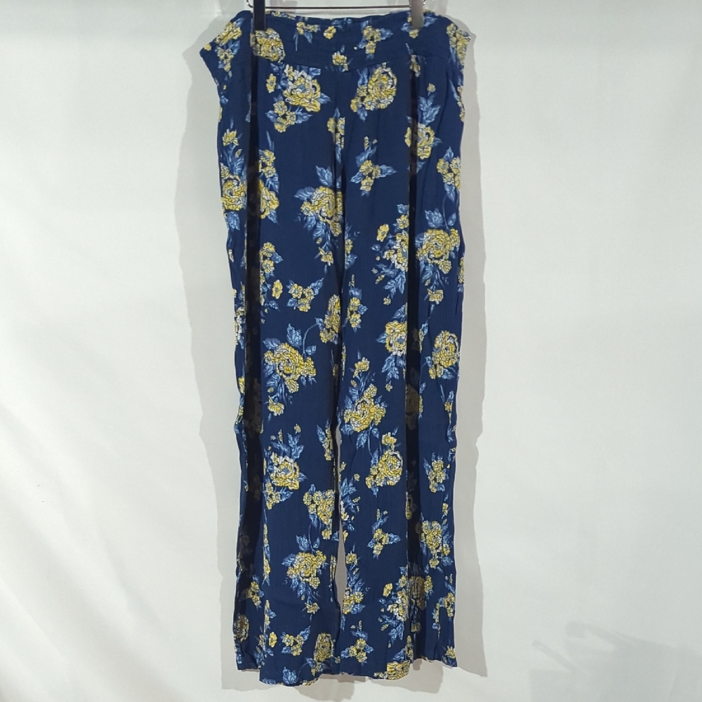 No Boundaries Blue Floral Wide Leg Pants